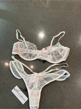 #146 For Love & Lemons/VS SOLD OUT Bra & Thong with Pink Accents